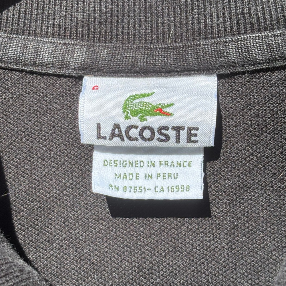 Lacoste Polo Shirt Mens Size XL Black Cotton Collar Shirt Crocodile Logo Preppy - Picture 3 of 6